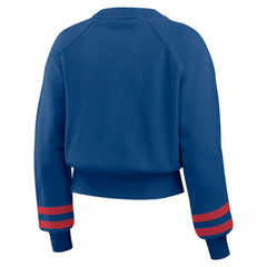 Chicago Cubs WEAR by Erin Andrews Women's Vintage Washed Cropped Pullover Sweatshirt Online