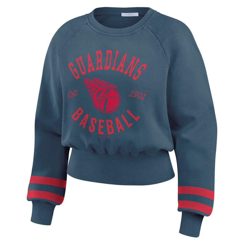 Cleveland Guardians WEAR by Erin Andrews Women's Vintage Washed Cropped Pullover Sweatshirt Near Me