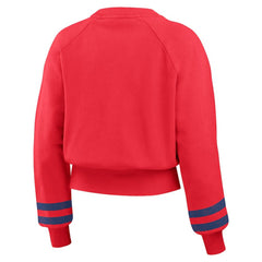 Philadelphia Phillies WEAR by Erin Andrews Women's Vintage Washed Cropped Pullover Sweatshirt Clearance