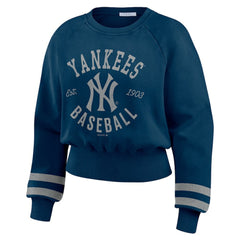 New York Yankees WEAR by Erin Andrews Women's Vintage Washed Cropped Pullover Sweatshirt Online