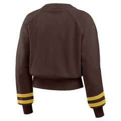 San Diego Padres WEAR by Erin Andrews Women's Vintage Washed Cropped Pullover Sweatshirt On Sale