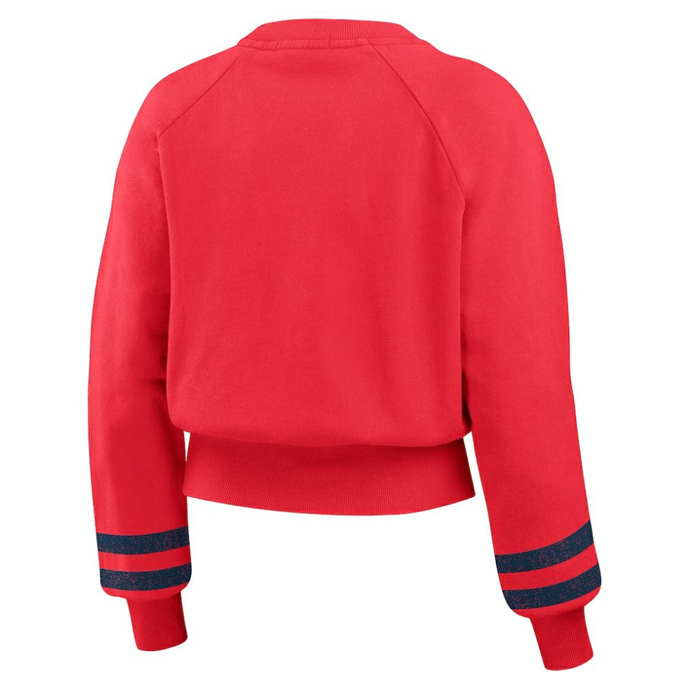 St. Louis Cardinals WEAR by Erin Andrews Women's Vintage Washed Cropped Pullover Sweatshirt Lifestyle