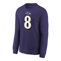 Lamar Jackson Baltimore Ravens Youth Player Name & Number Long Sleeve T-Shirt Purple - Nike