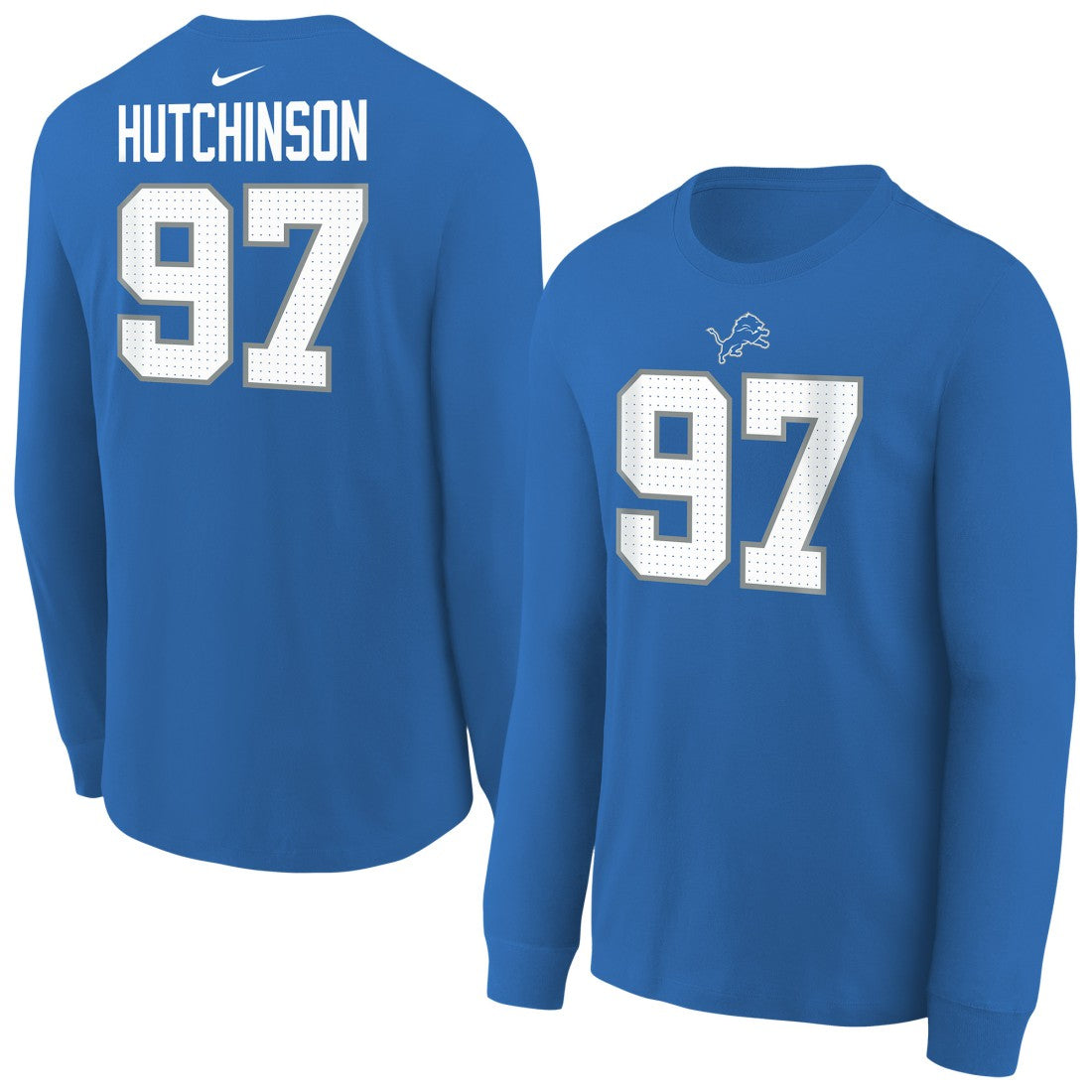 Aidan Hutchinson Detroit Lions Youth Player Name & Number Long Sleeve T-Shirt Blue - Nike