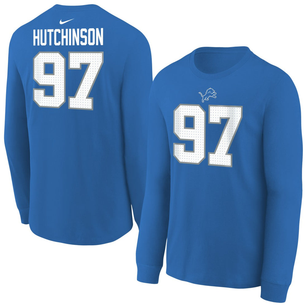 Aidan Hutchinson Detroit Lions Youth Player Name & Number Long Sleeve T-Shirt Blue - Nike