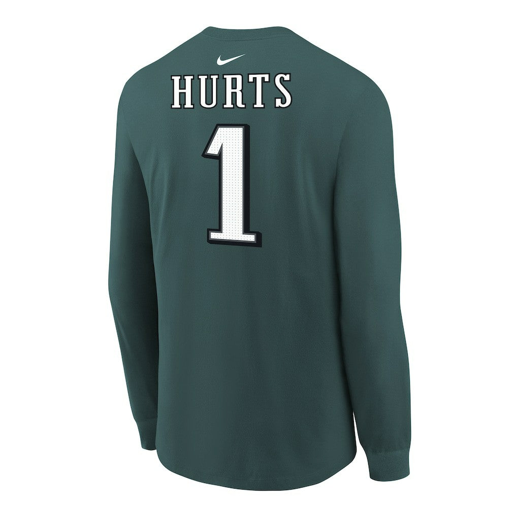 Jalen Hurts Philadelphia Eagles Youth Player Name & Number Long Sleeve T-Shirt Midnight Green - Nike