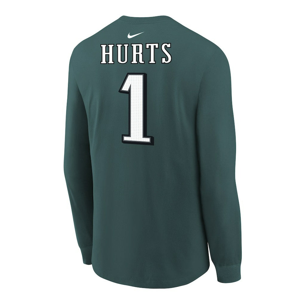 Jalen Hurts Philadelphia Eagles Youth Player Name & Number Long Sleeve T-Shirt Midnight Green - Nike