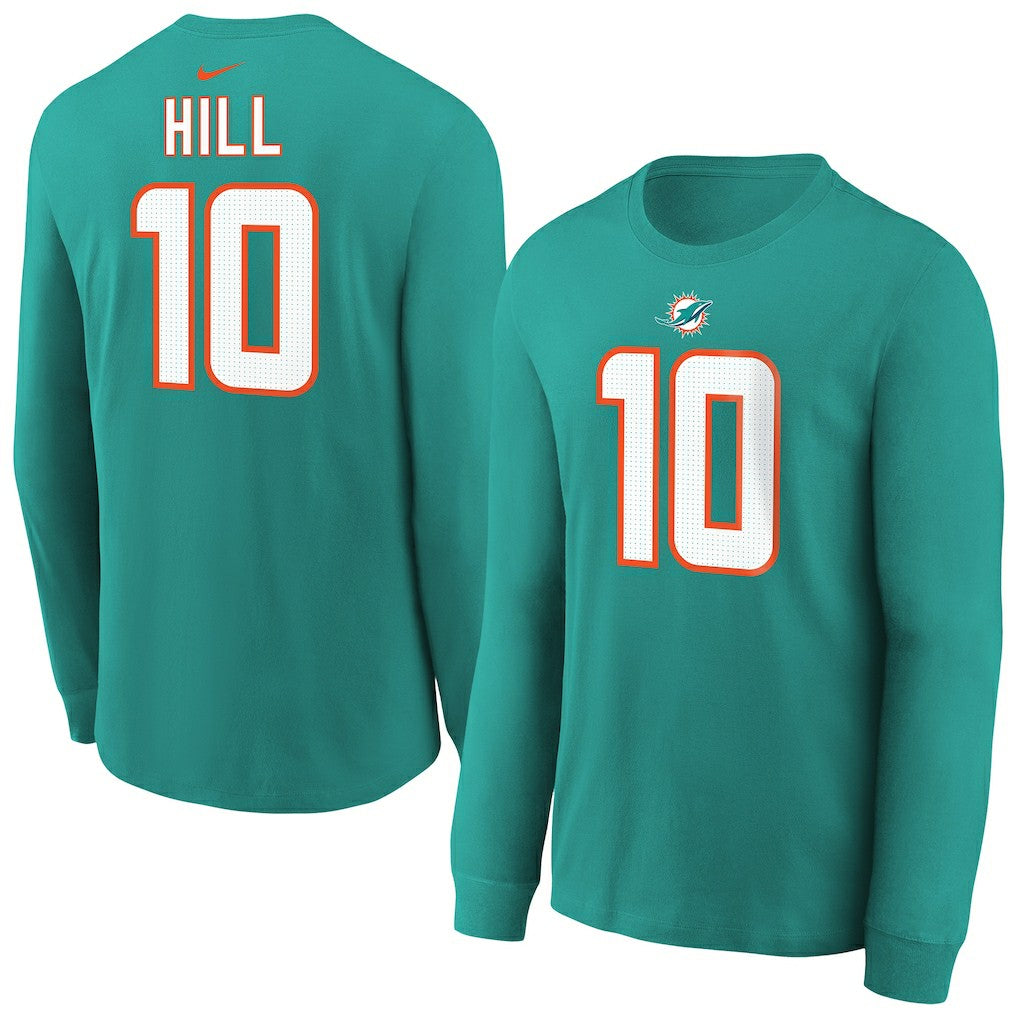 Tyreek Hill Miami Dolphins Youth Player Name & Number Long Sleeve T-Shirt Aqua - Nike