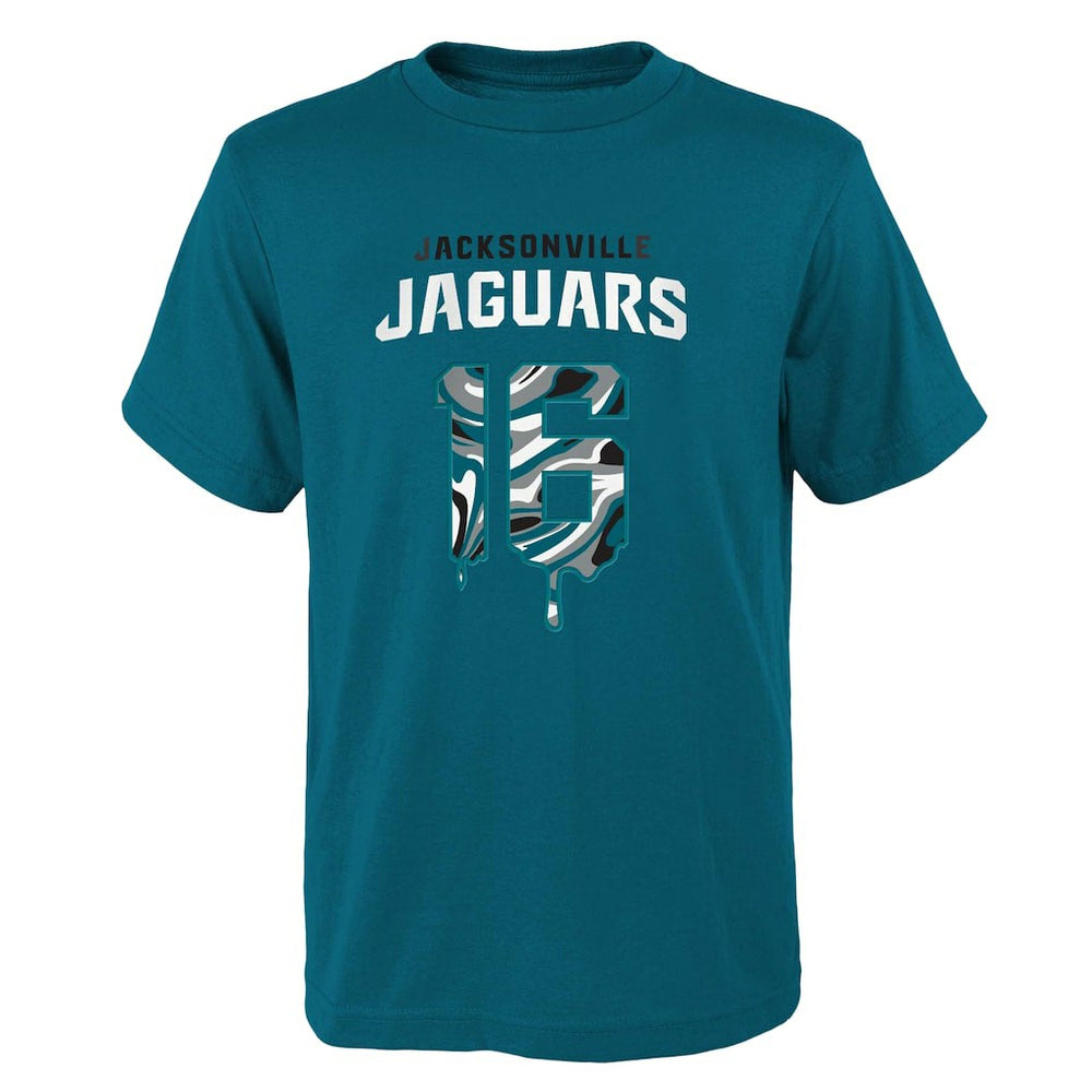 Trevor Lawrence Jacksonville Jaguars Youth Mainliner Drip Player Name & Number T-Shirt Teal - NFL