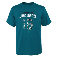 Trevor Lawrence Jacksonville Jaguars Youth Mainliner Drip Player Name & Number T-Shirt Teal - NFL