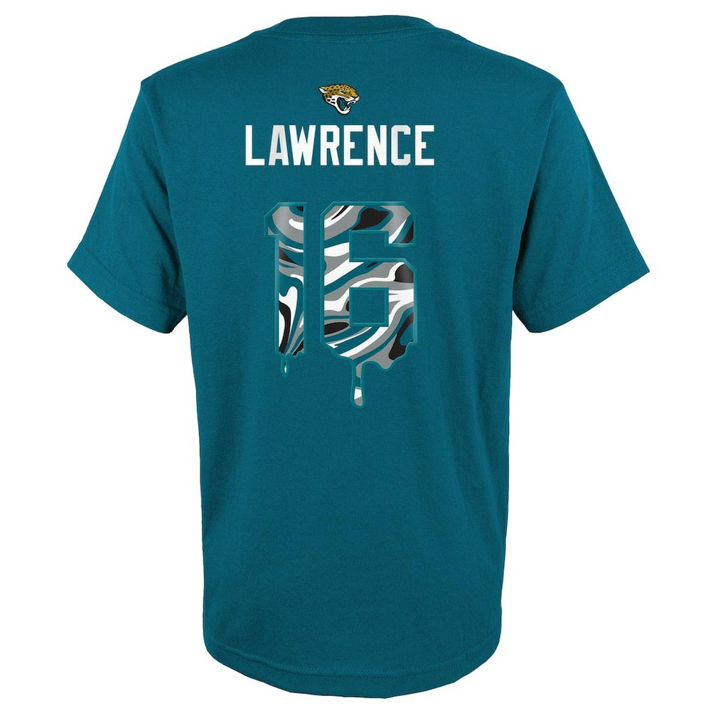 Trevor Lawrence Jacksonville Jaguars Youth Mainliner Drip Player Name & Number T-Shirt Teal - NFL