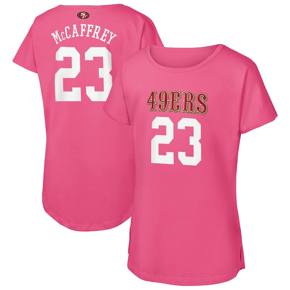 Christian McCaffrey San Francisco 49ers Girls Youth Player Name & Number T-Shirt Pink - NFL