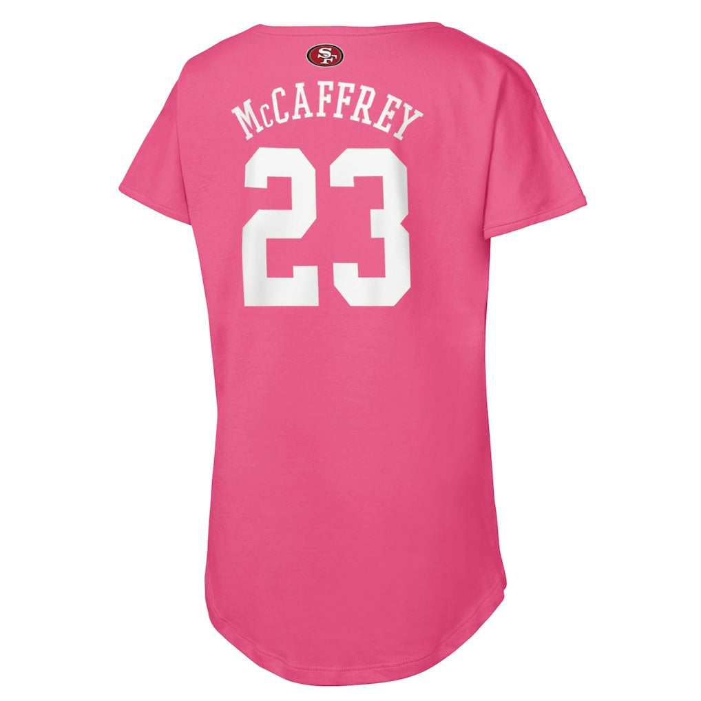 Christian McCaffrey San Francisco 49ers Girls Youth Player Name & Number T-Shirt Pink - NFL