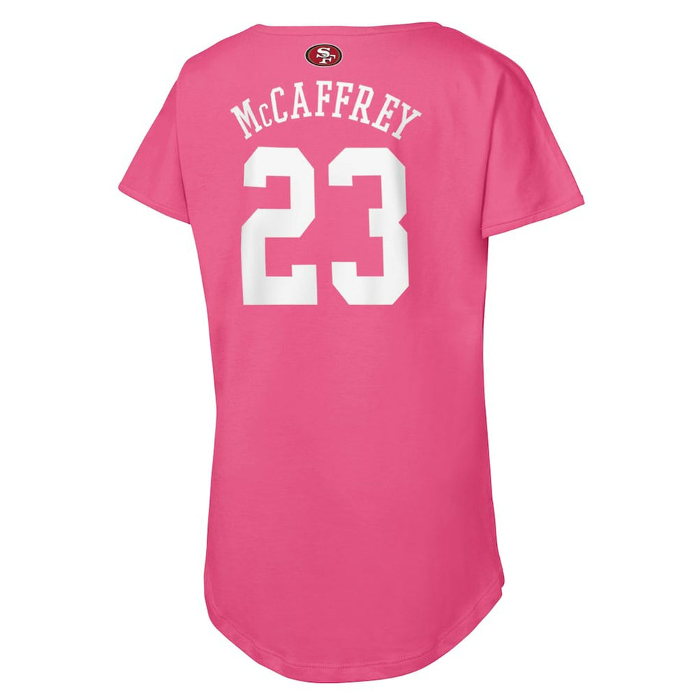 Christian McCaffrey San Francisco 49ers Girls Youth Player Name & Number T-Shirt Pink - NFL