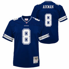 Troy Aikman Dallas Cowboys Youth 1996 Legacy Jersey Navy - Mitchell & Ness