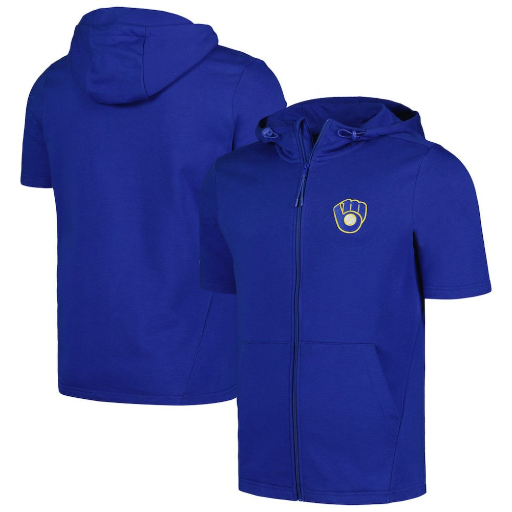 Milwaukee Brewers Levelwear Recruit Short Sleeve Full-Zip Hoodie On Sale