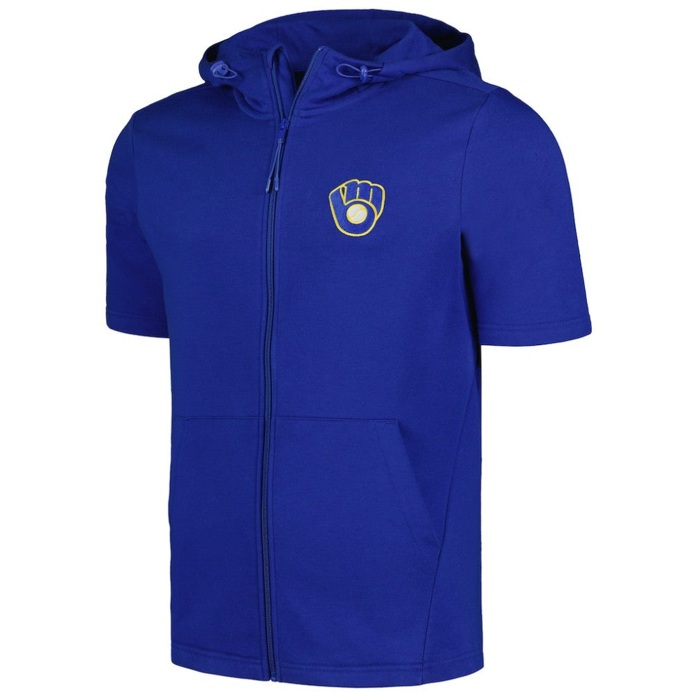 Milwaukee Brewers Levelwear Recruit Short Sleeve Full-Zip Hoodie On Sale