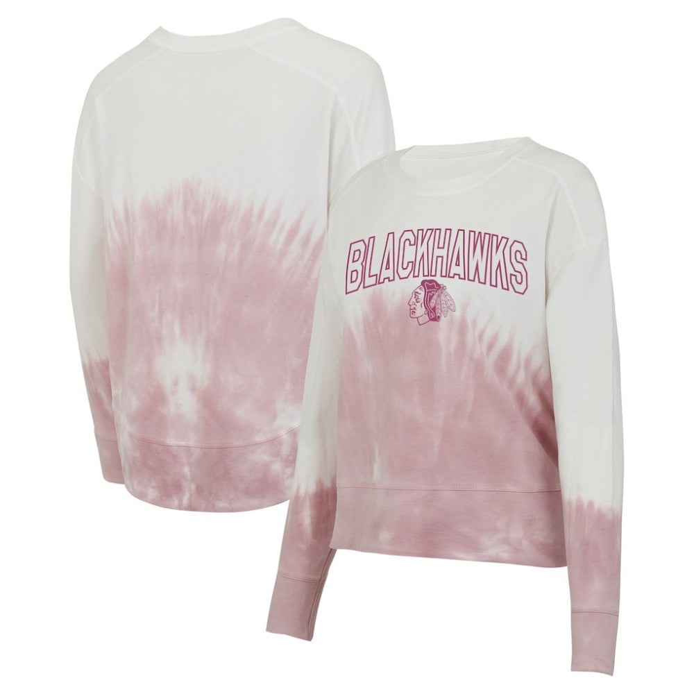 Chicago Blackhawks Concepts Sport Women's Orchard Tie-Dye Long Sleeve Top Pink/White