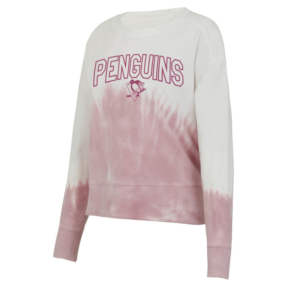 Pittsburgh Penguins Concepts Sport Women's Orchard Tie-Dye Long Sleeve Top Pink/White