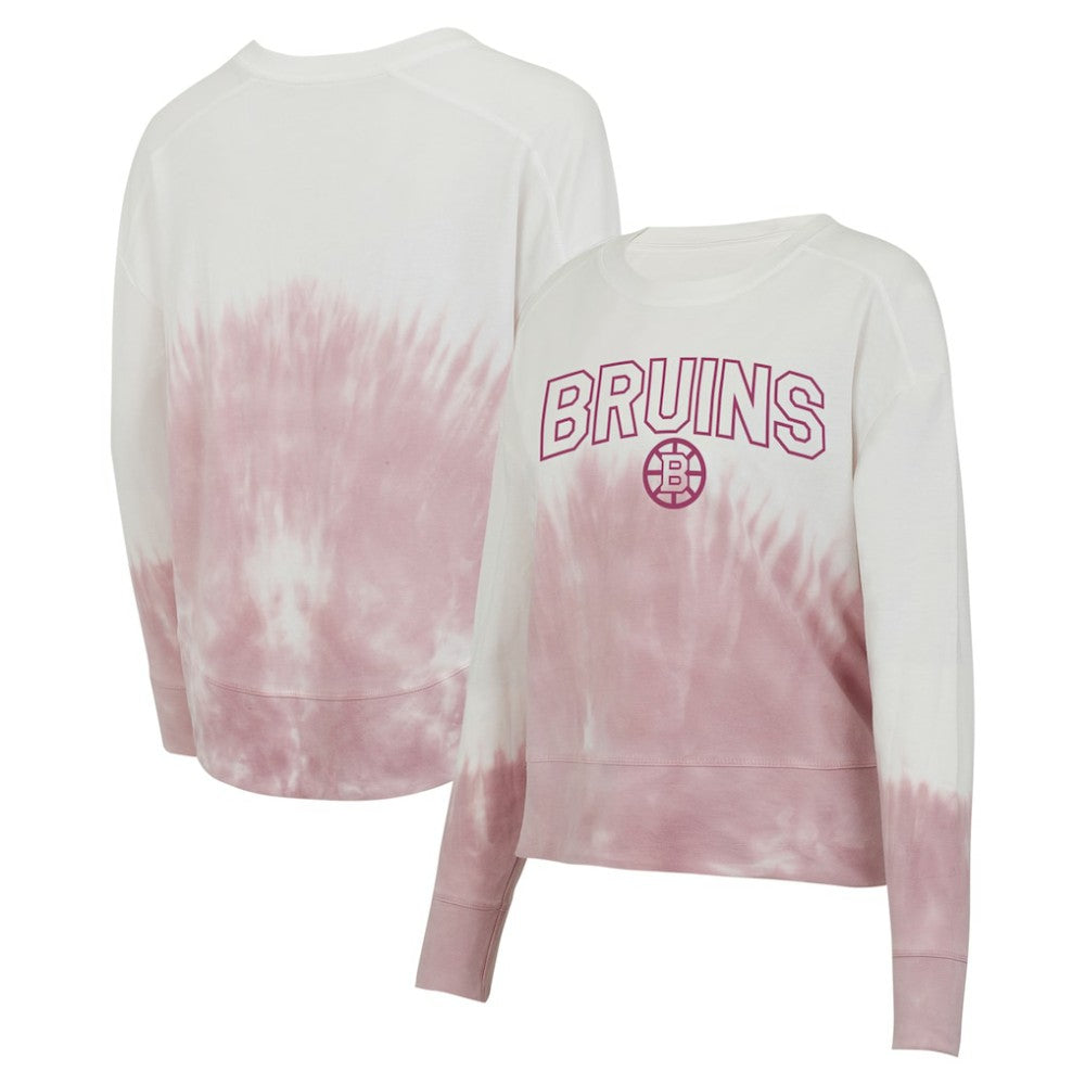 Boston Bruins Concepts Sport Women's Orchard Tie-Dye Long Sleeve Top Pink/White