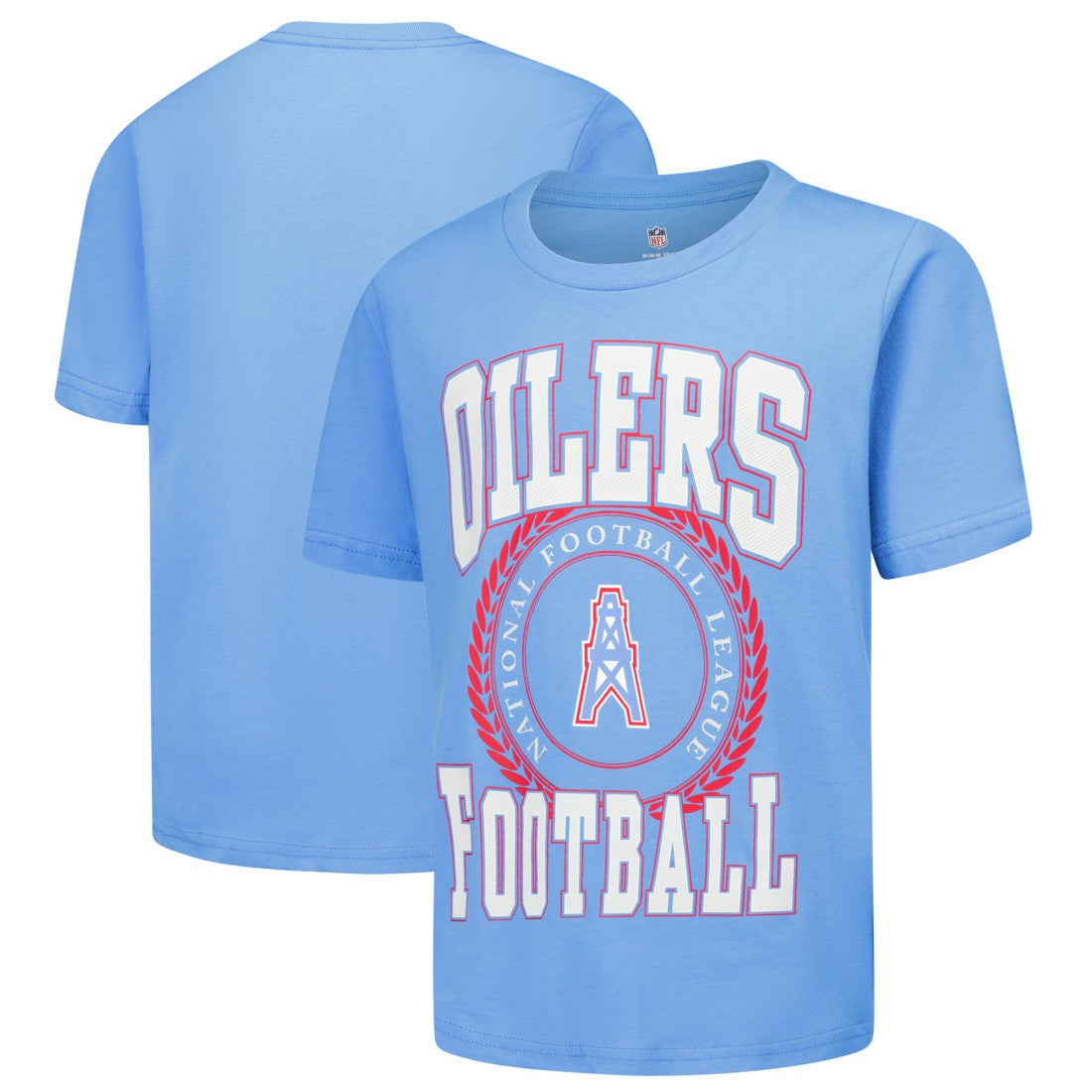 Tennessee Titans Youth Oilers Throwback Stitched Up Retro Logo T-Shirt Light Blue - NFL