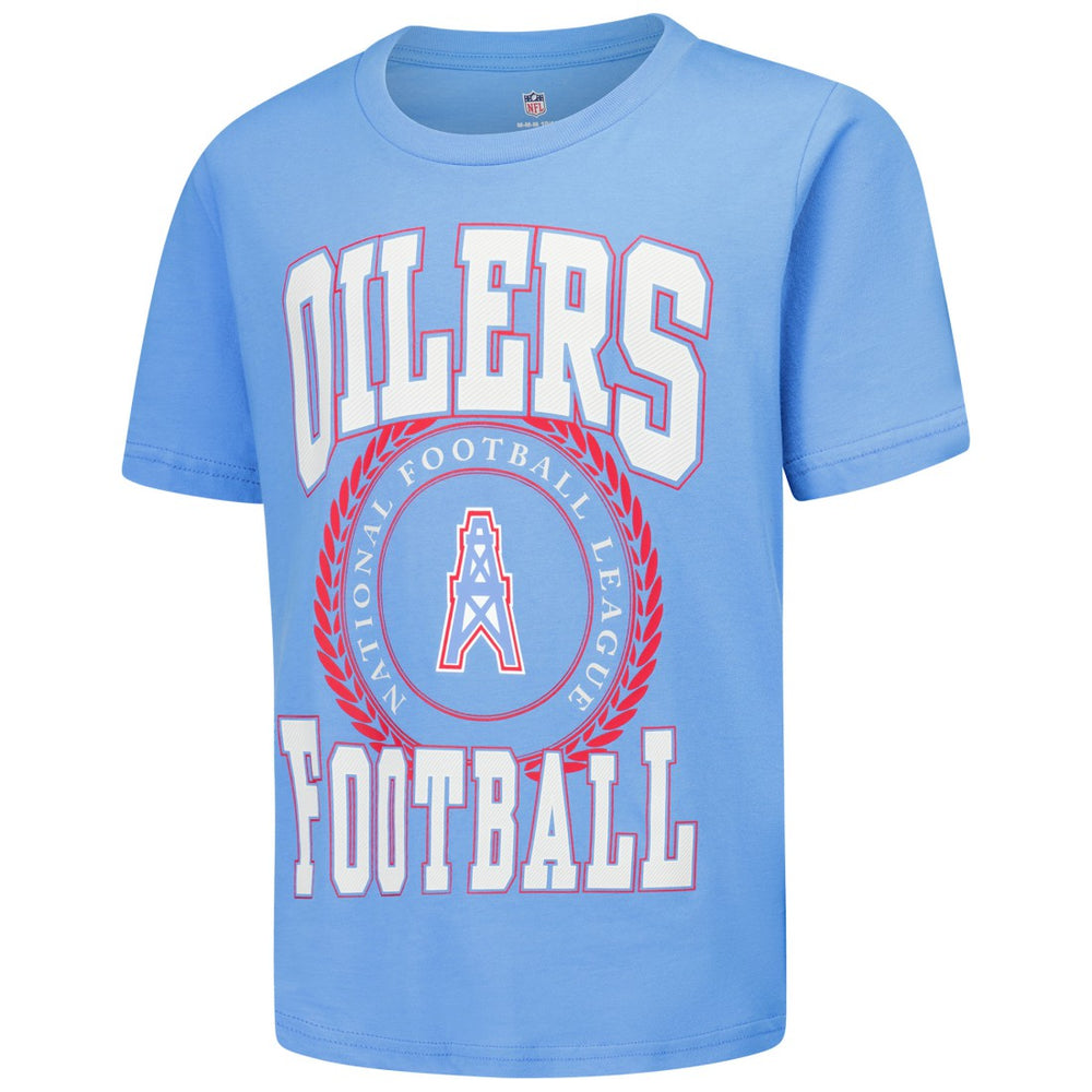 Tennessee Titans Youth Oilers Throwback Stitched Up Retro Logo T-Shirt Light Blue - NFL