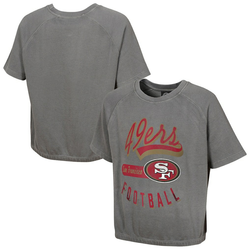 San Francisco 49ers Women's Mineral Wash Short Sleeve Top Gray - NFL