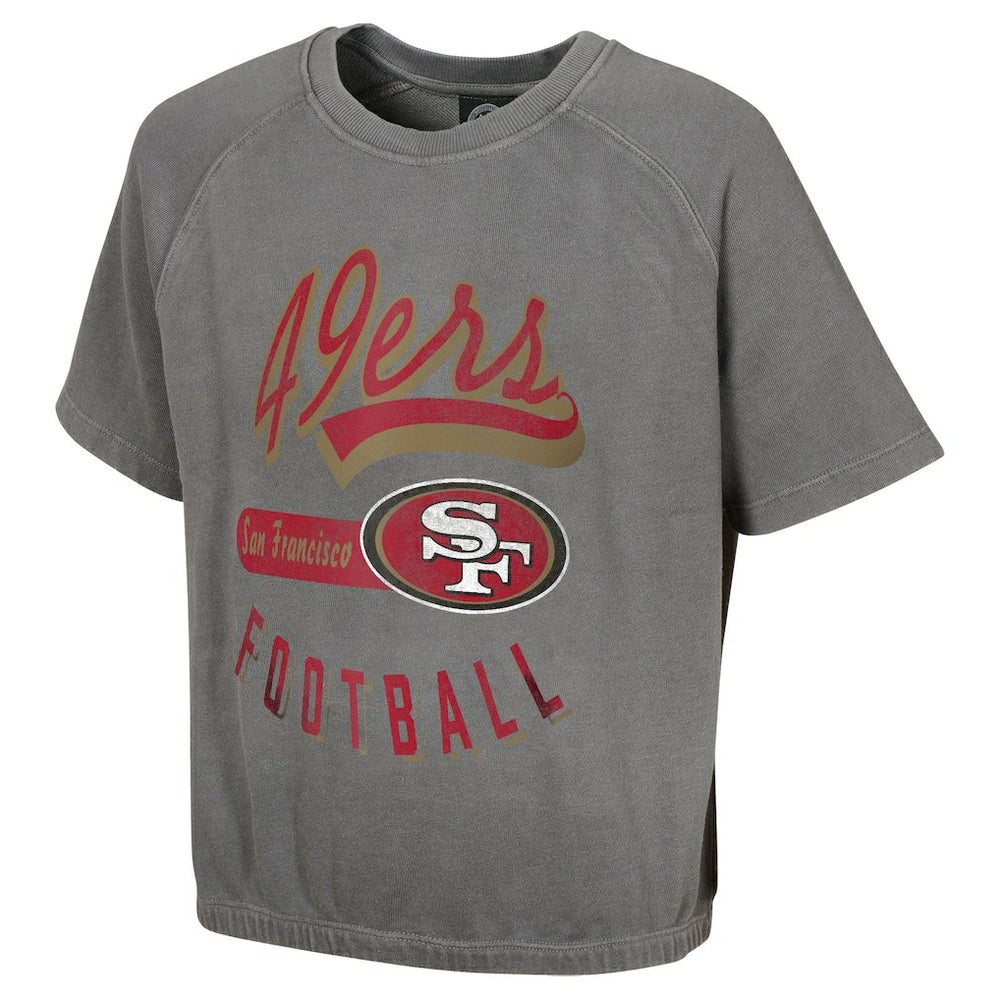 San Francisco 49ers Women's Mineral Wash Short Sleeve Top Gray - NFL