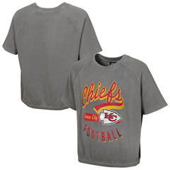 Kansas City Chiefs Women's Mineral Wash Short Sleeve Top Gray - NFL