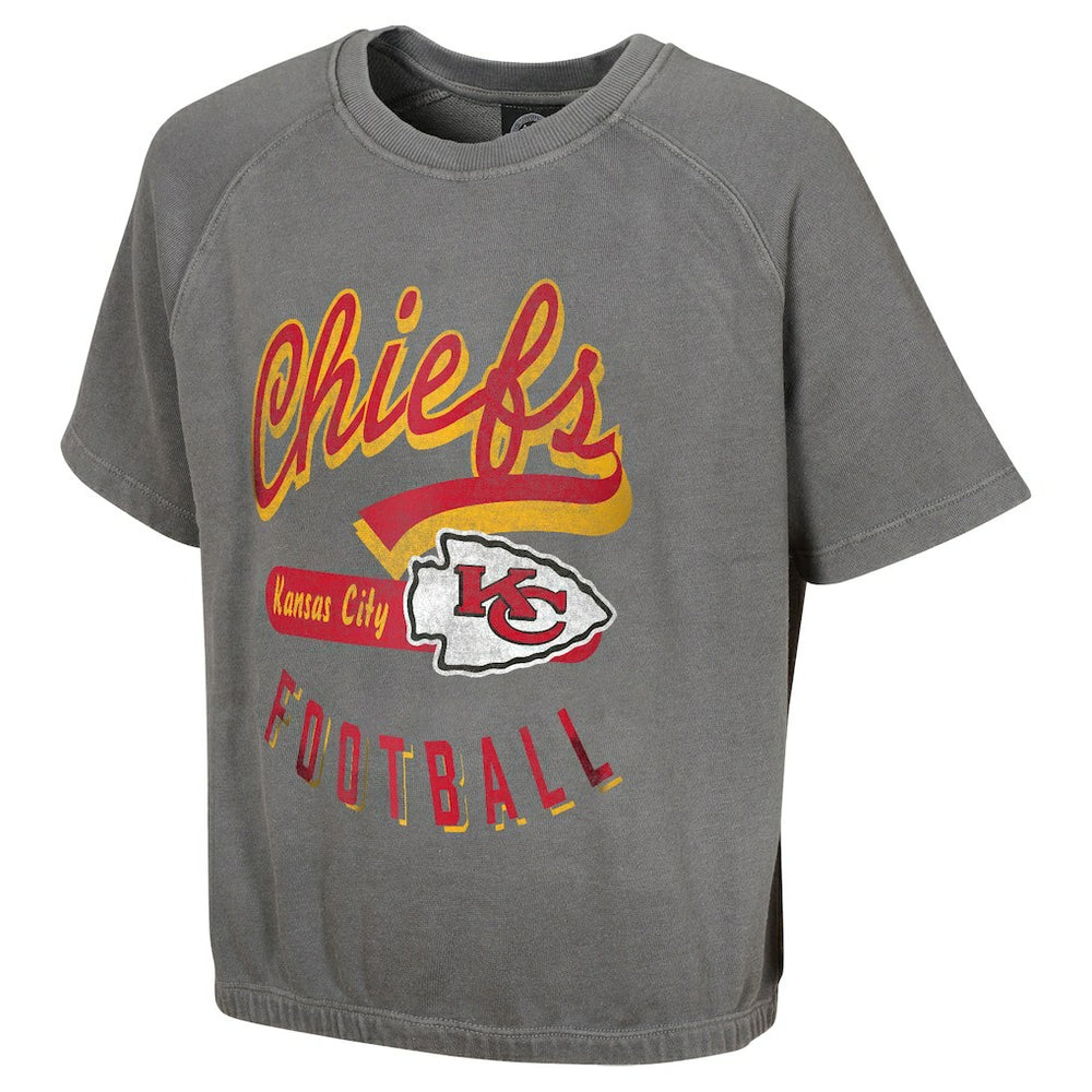 Kansas City Chiefs Women's Mineral Wash Short Sleeve Top Gray - NFL