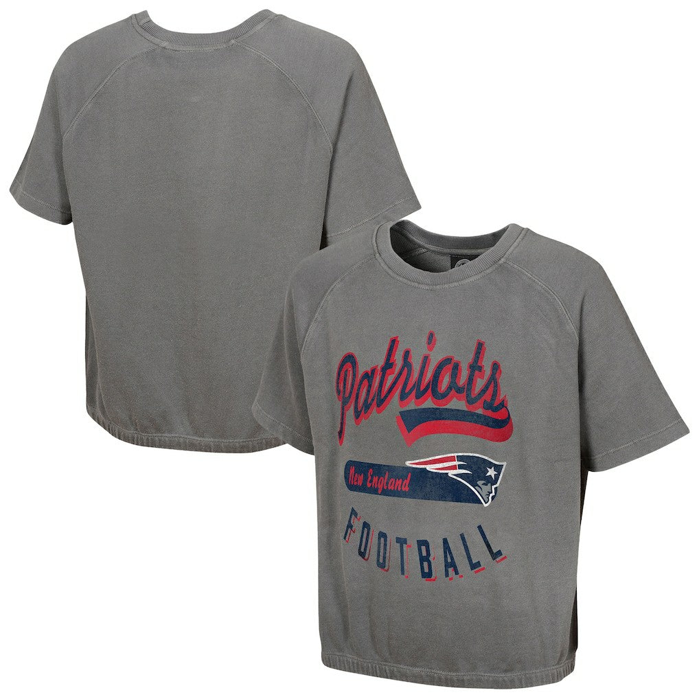 New England Patriots Women's Mineral Wash Short Sleeve Top Gray - NFL