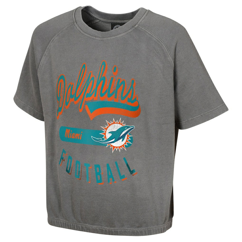 Miami Dolphins Women's Mineral Wash Short Sleeve Top Gray - NFL