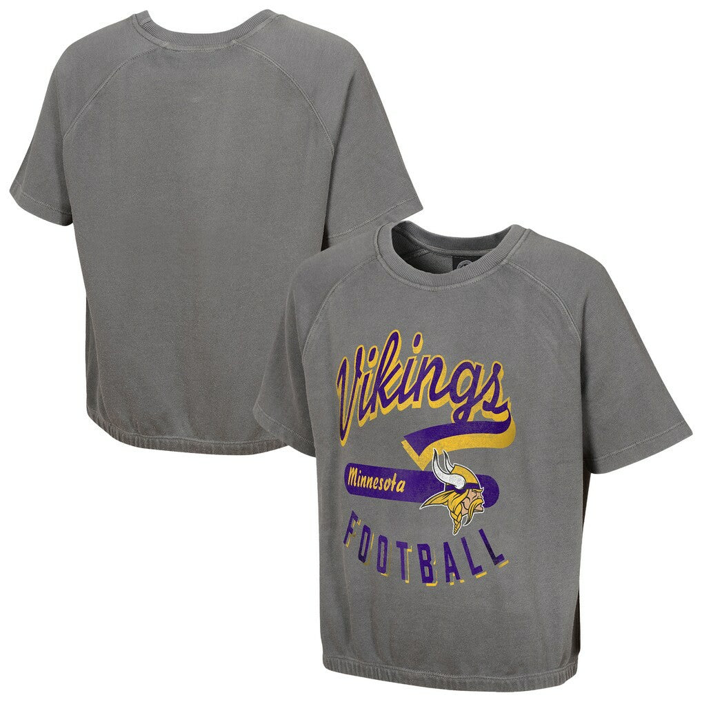 Minnesota Vikings Women's Mineral Wash Short Sleeve Top Gray - NFL