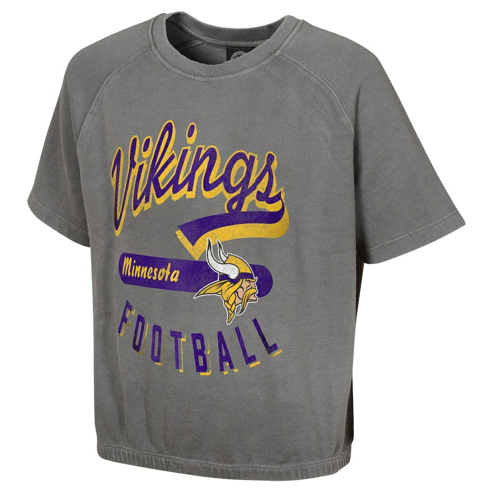 Minnesota Vikings Women's Mineral Wash Short Sleeve Top Gray - NFL