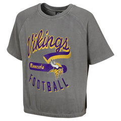 Minnesota Vikings Women's Mineral Wash Short Sleeve Top Gray - NFL