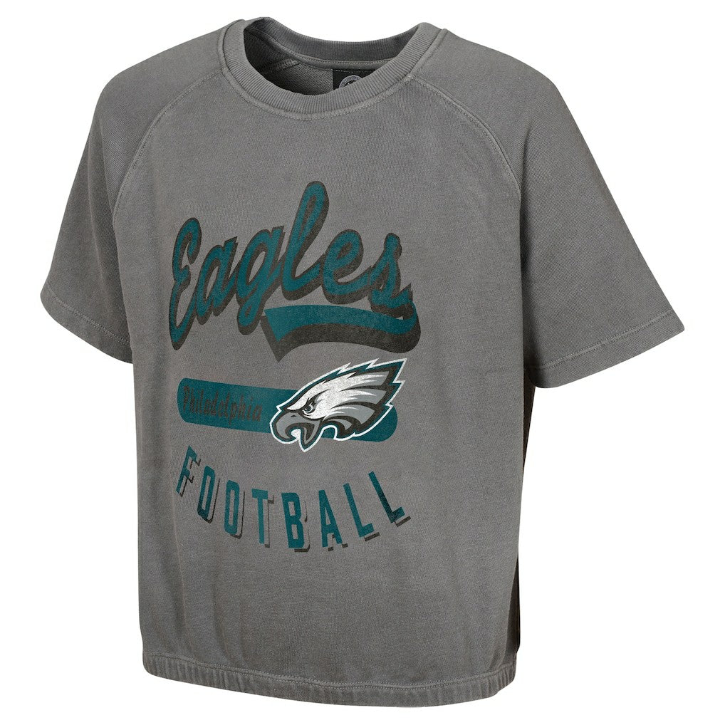 Philadelphia Eagles Women's Mineral Wash Short Sleeve Top Gray - NFL