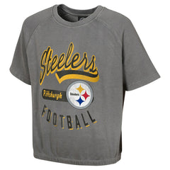 Pittsburgh Steelers Women's Mineral Wash Short Sleeve Top Gray - NFL