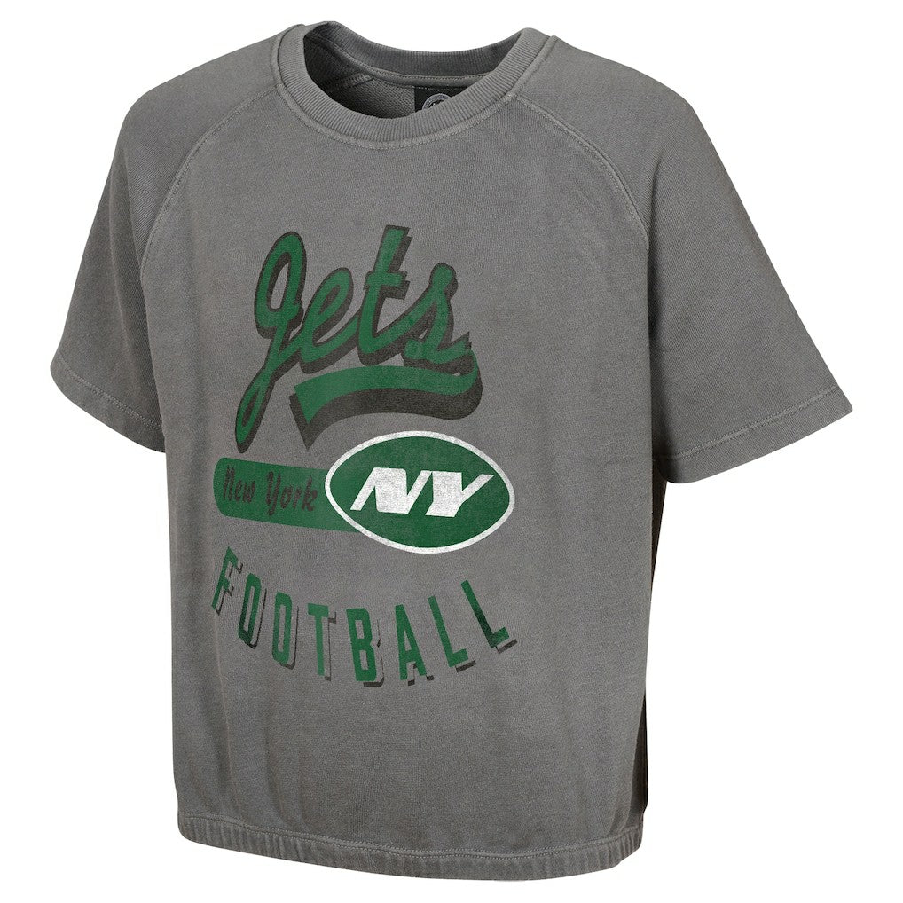 New York Jets Women's Mineral Wash Short Sleeve Top Gray - NFL