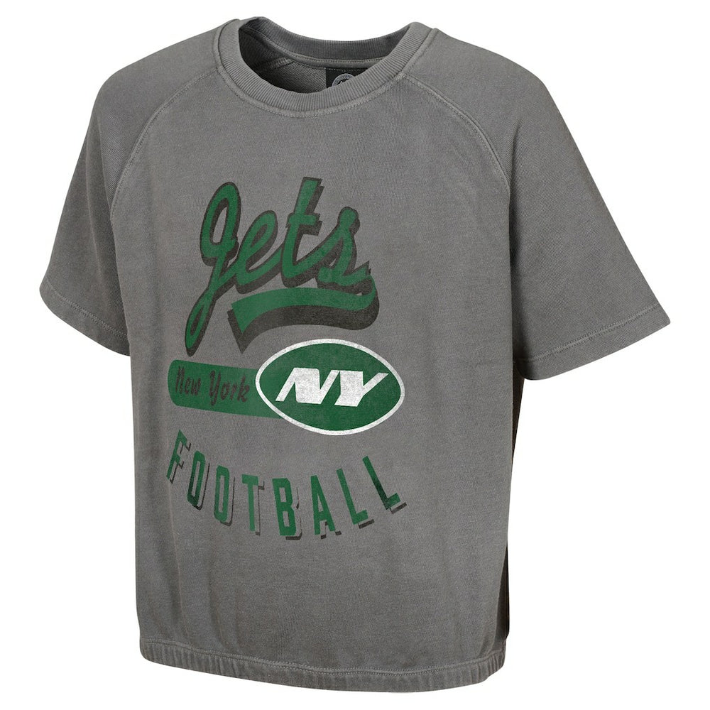 New York Jets Women's Mineral Wash Short Sleeve Top Gray - NFL