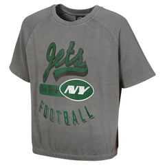 New York Jets Women's Mineral Wash Short Sleeve Top Gray - NFL