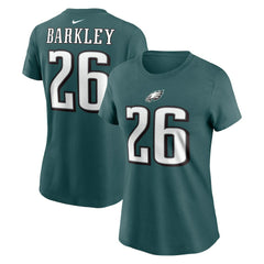 Saquon Barkley Philadelphia Eagles Women's Player Name & Number T-Shirt Midnight Green - Nike