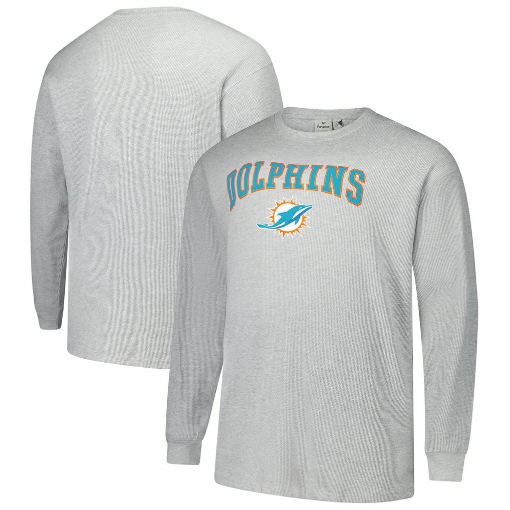 Miami Dolphins Big & Tall Thermal Long Sleeve T-Shirt Heather Gray - Fanatics
