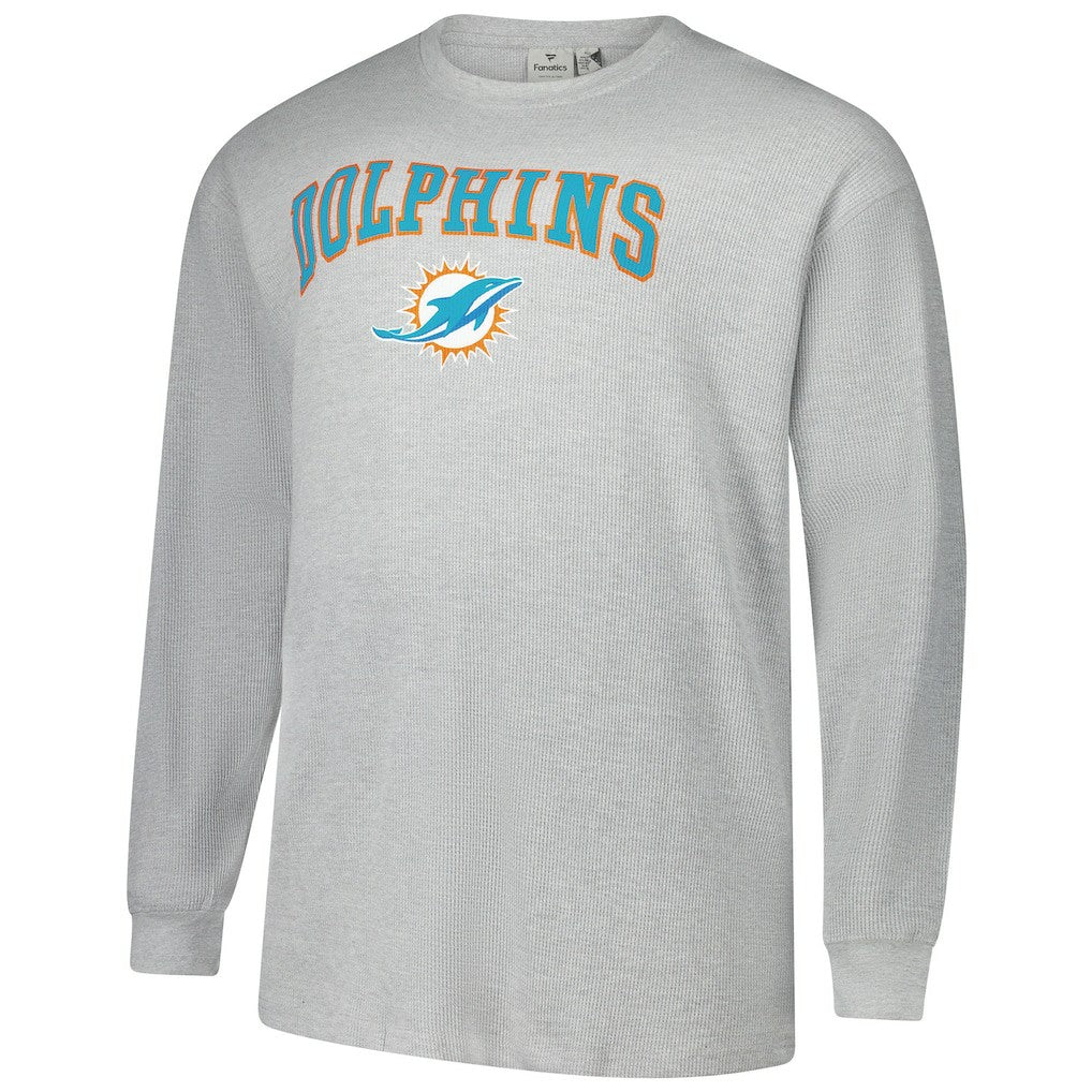 Miami Dolphins Big & Tall Thermal Long Sleeve T-Shirt Heather Gray - Fanatics