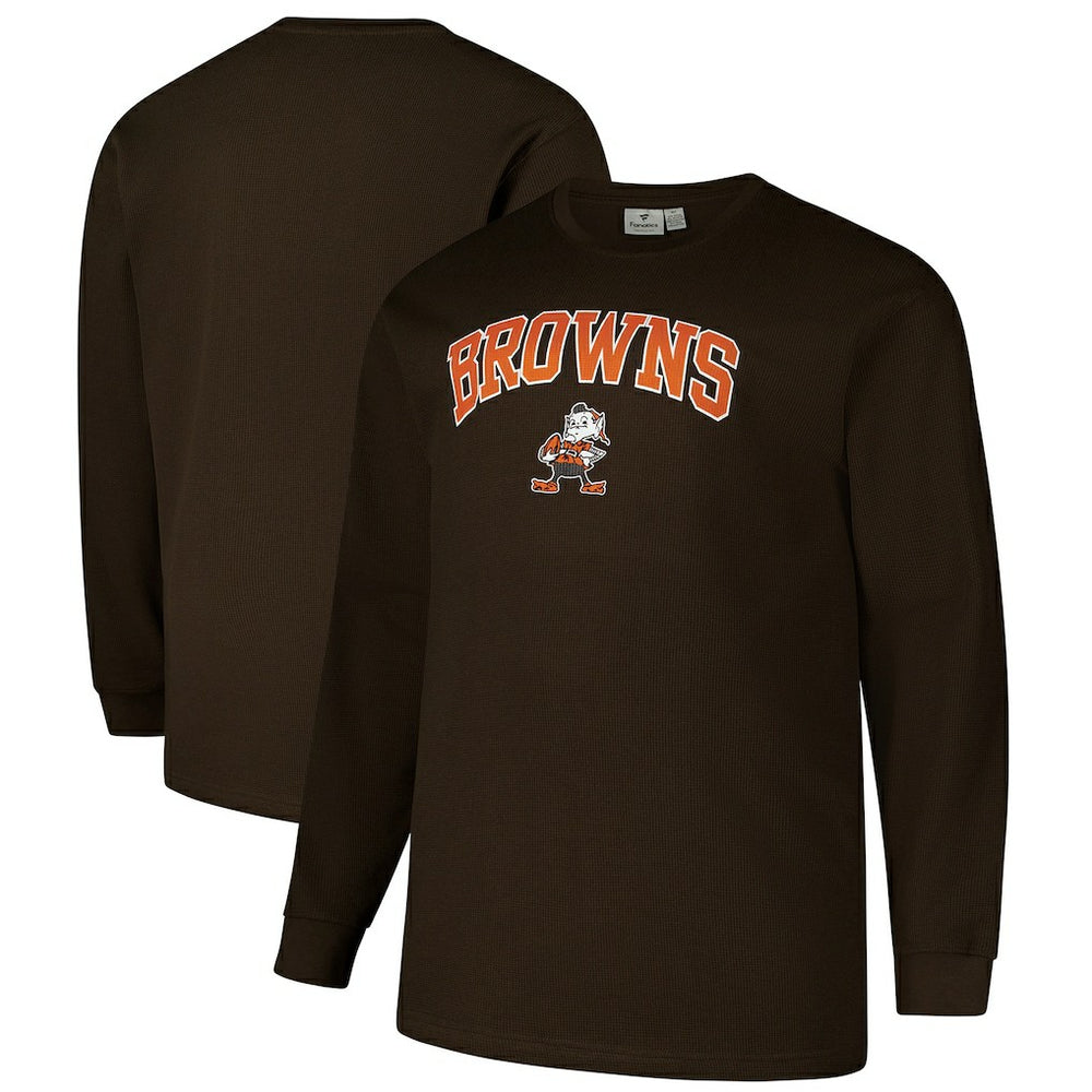 Cleveland Browns Big & Tall Throwback Thermal Long Sleeve T-Shirt Brown - Fanatics