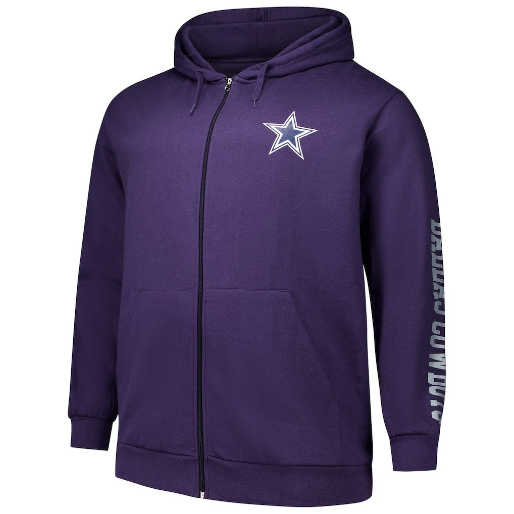 Dallas Cowboys Big & Tall Sleeve Hit Full-Zip Hoodie Purple - Fanatics