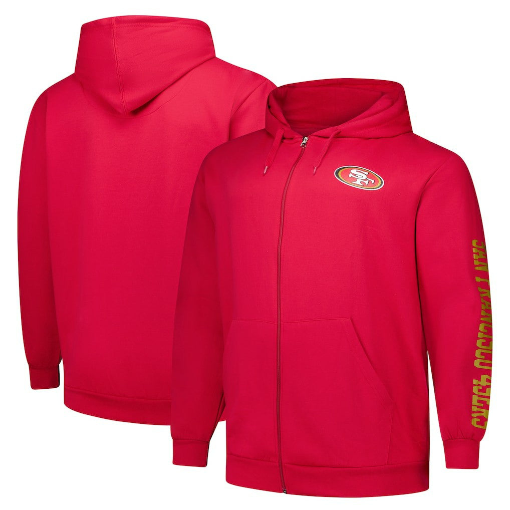 San Francisco 49ers Big & Tall Sleeve Hit Full-Zip Hoodie Scarlet - Fanatics