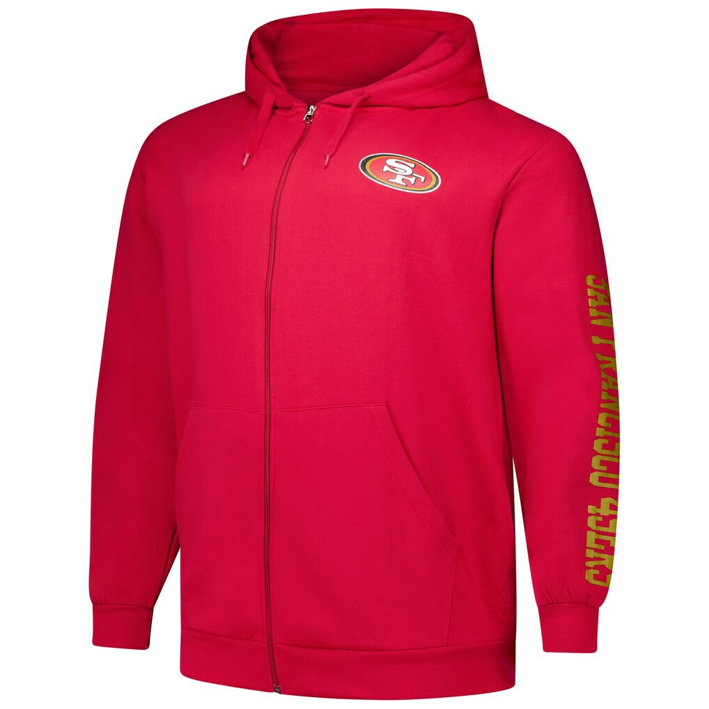San Francisco 49ers Big & Tall Sleeve Hit Full-Zip Hoodie Scarlet - Fanatics