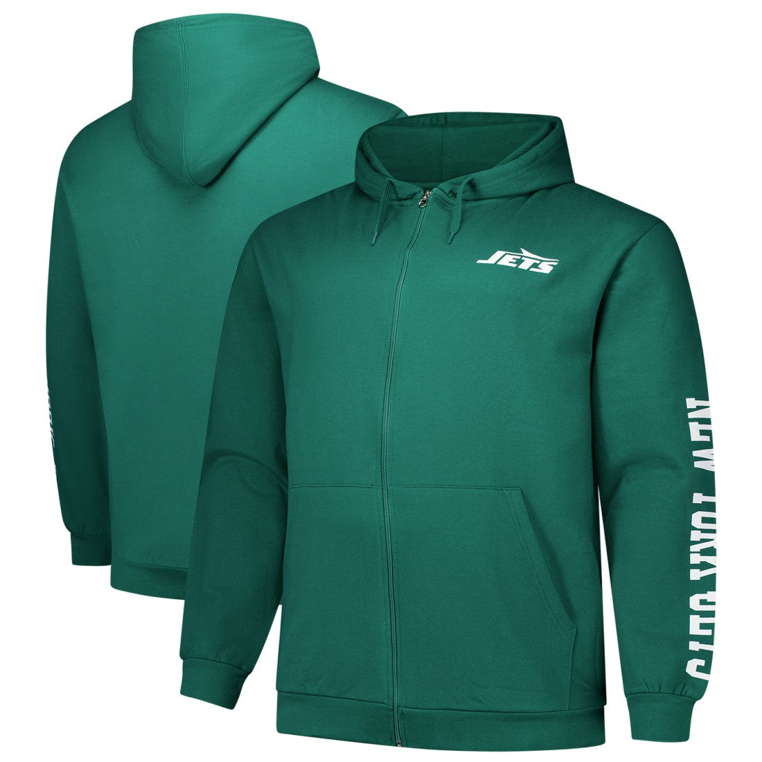 New York Jets Big & Tall Sleeve Hit Full-Zip Hoodie Green - Fanatics