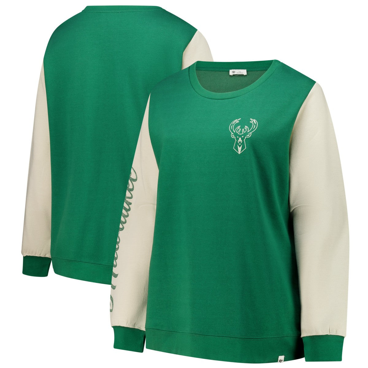 47 brand - Milwaukee Bucks '47 Women's Plus Size Oversized Rise Andie Pullover Sweatshirt - Hunter Green