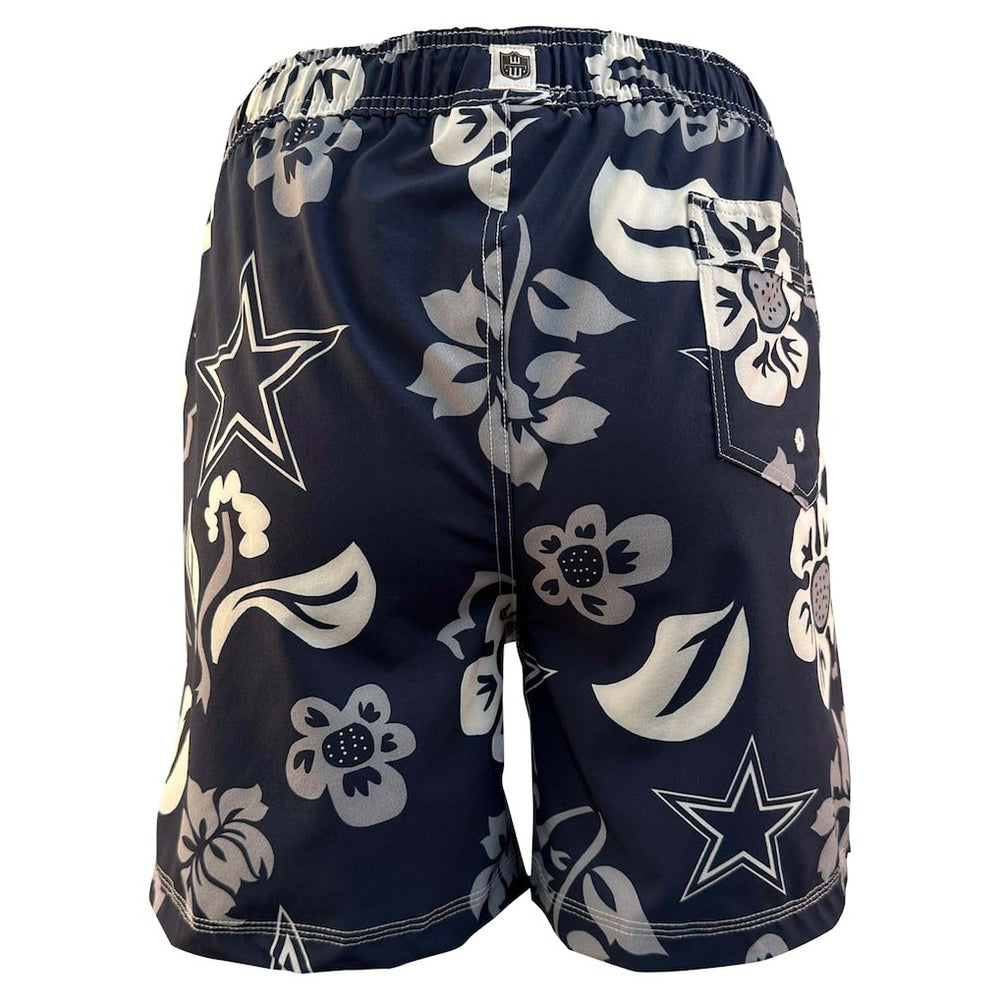 Dallas Cowboys Wes & Willy Youth Floral Volley Swim Trunks Navy - NFL